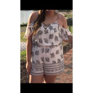Charlotte Russe Black and White Floral Romper